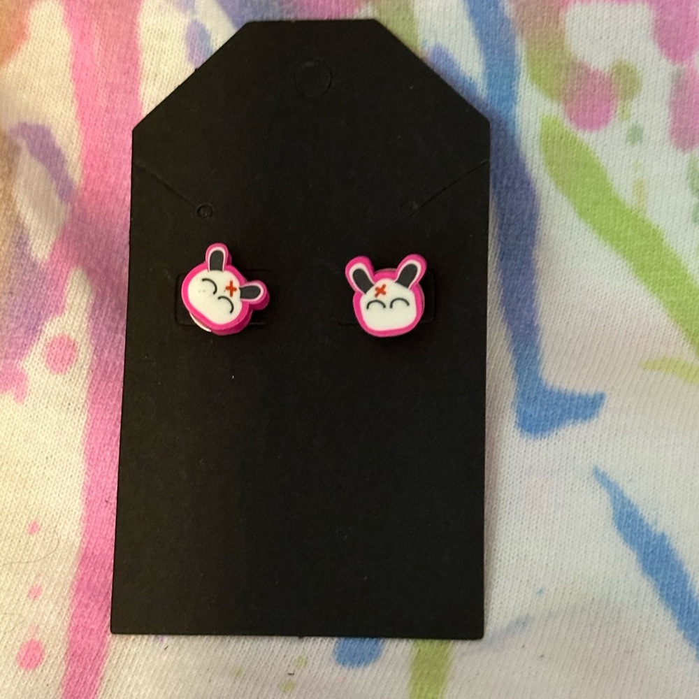 Pink Bunny Kids Earrings